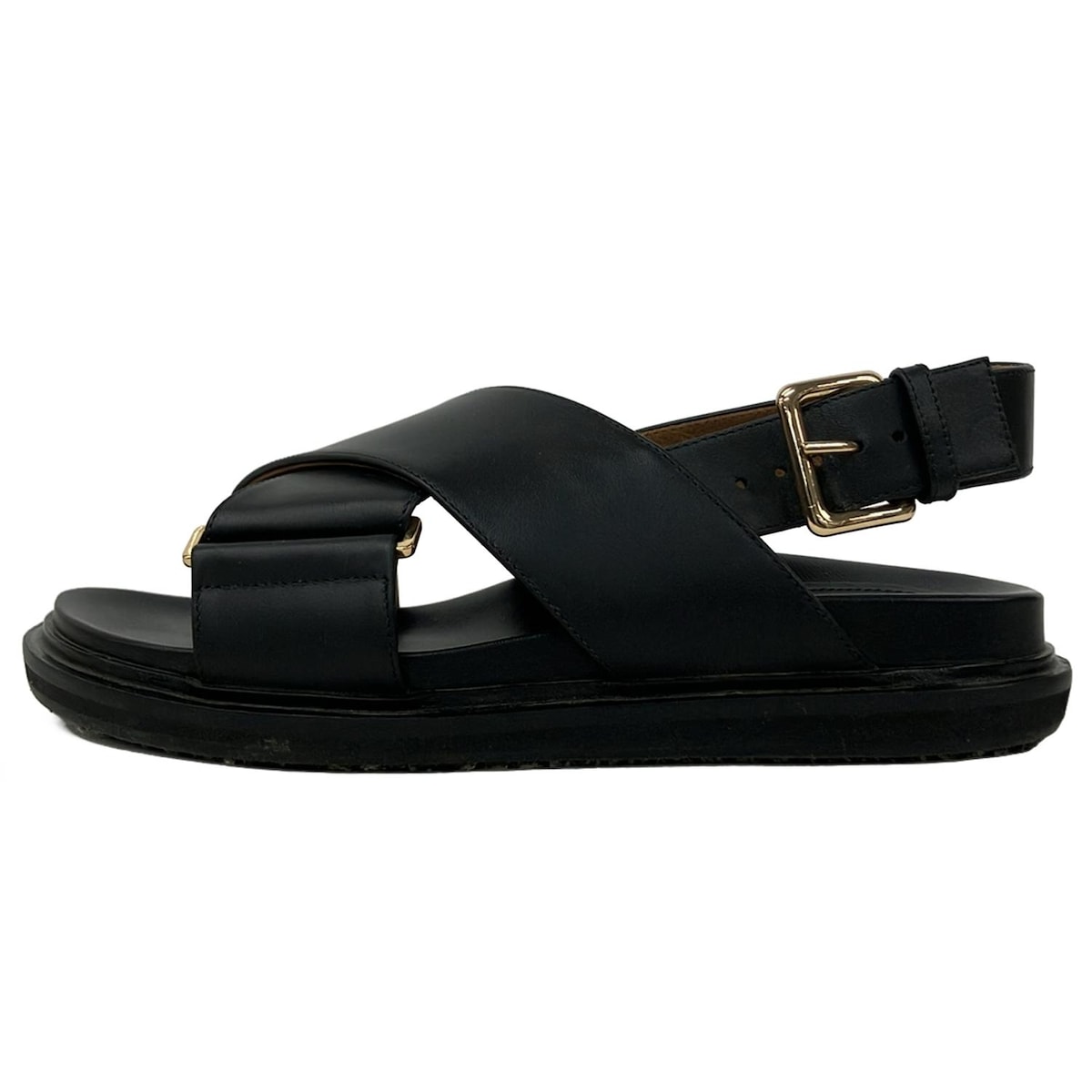 【新着】【中古】MARNI(マルニ) フスベット サンダル 黒 レザー