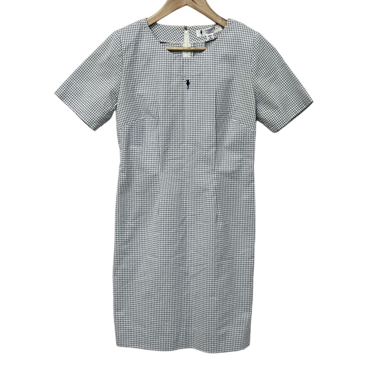 【新着】【中古】FUKUZO(フクゾー) ワンピース 半袖/ひざ丈/チェック柄 白×ブルー
