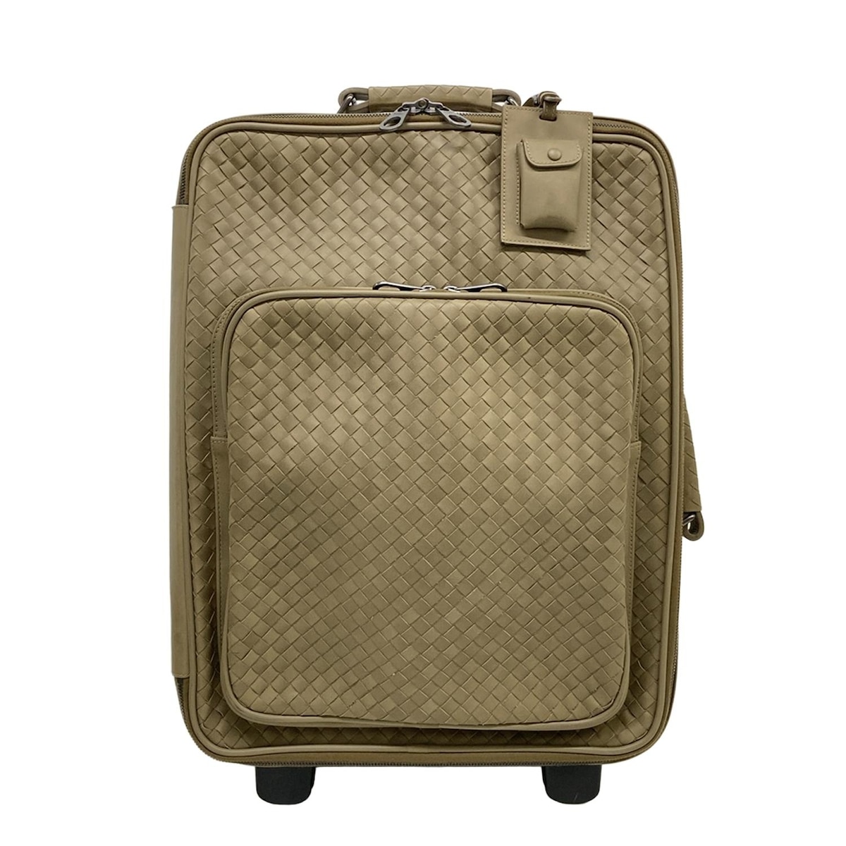 【中古】BOTTEGA VENETA(ボッテガヴェネタ) イントレチャート キャリーバッグ カーキ なめし革
