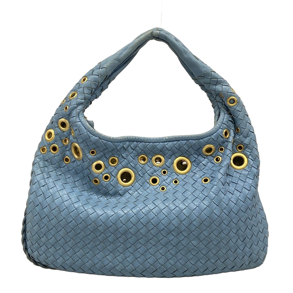 【新着】【中古】BOTTEGA VENETA(ボッテガヴェネタ) ミディアムヴェネタバッグ ハンドバッグ ハトメ ライトブルー レザー