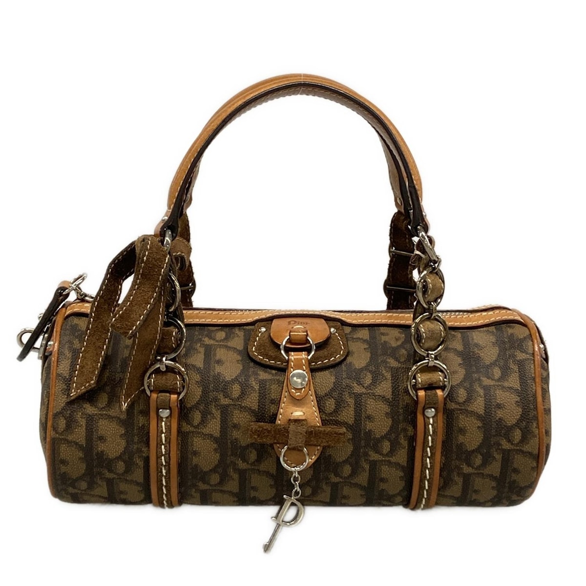 【新着】【中古】DIOR/ChristianDior(ディオール/クリスチャンディオール) ロマンティック ハンドバッグ リボン ブラウン×黒 レザー