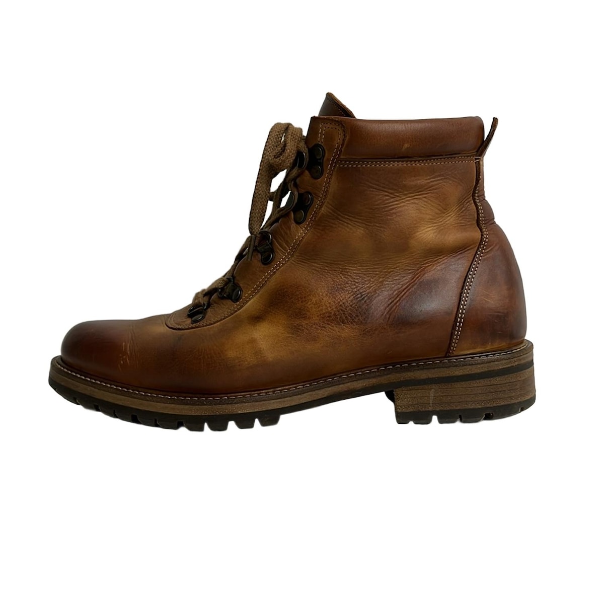 【新着】【中古】genten(ゲンテン) ショートブーツ レースアップ ブラウン レザー