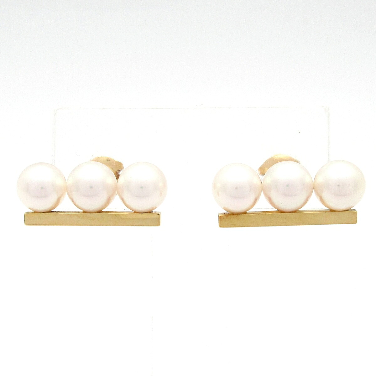 【新着】【中古】田崎真珠/TASAKI(タサキシンジュ) バランス ネオ イヤリング ピアス 3Pパール/直径約6.5mm K18YG×アコヤパール