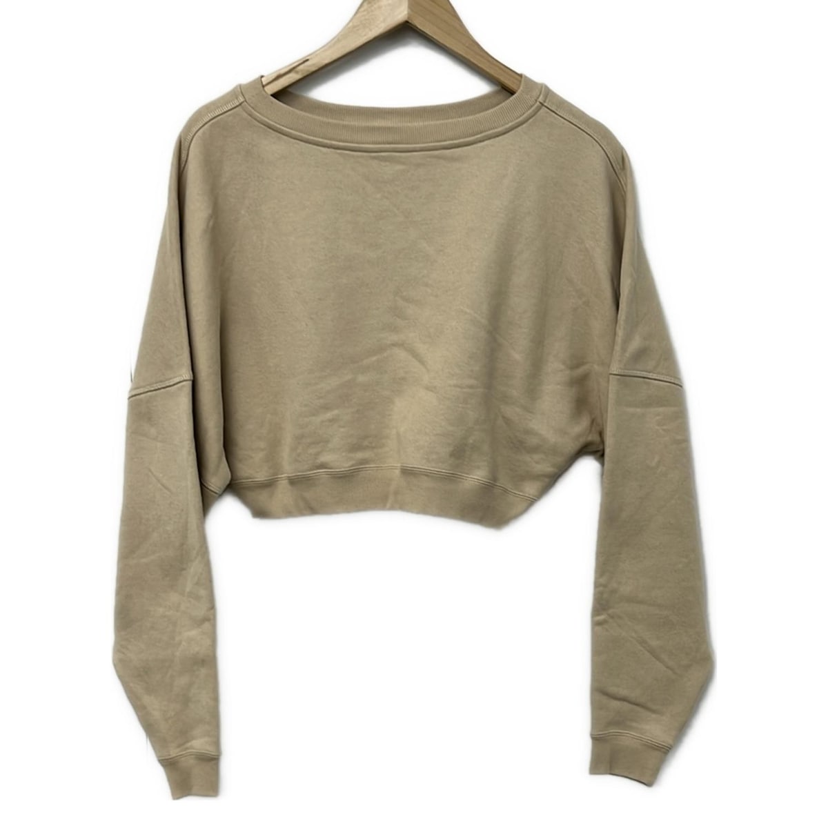 【中古】SAINT LAURENT PARIS(サンローランパリ) トレーナー 長袖/裏起毛/ショート丈 ベージュ