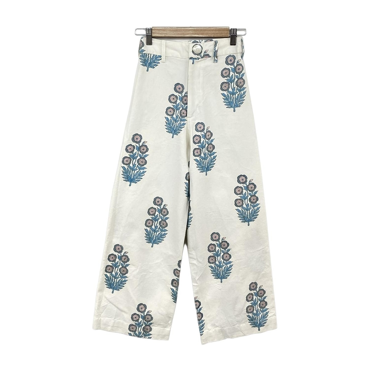 【新着】【中古】SZ Blockprints(エスゼットブロックプリント) パンツ フルレングス/花柄 白×ライトブルー×マルチ
