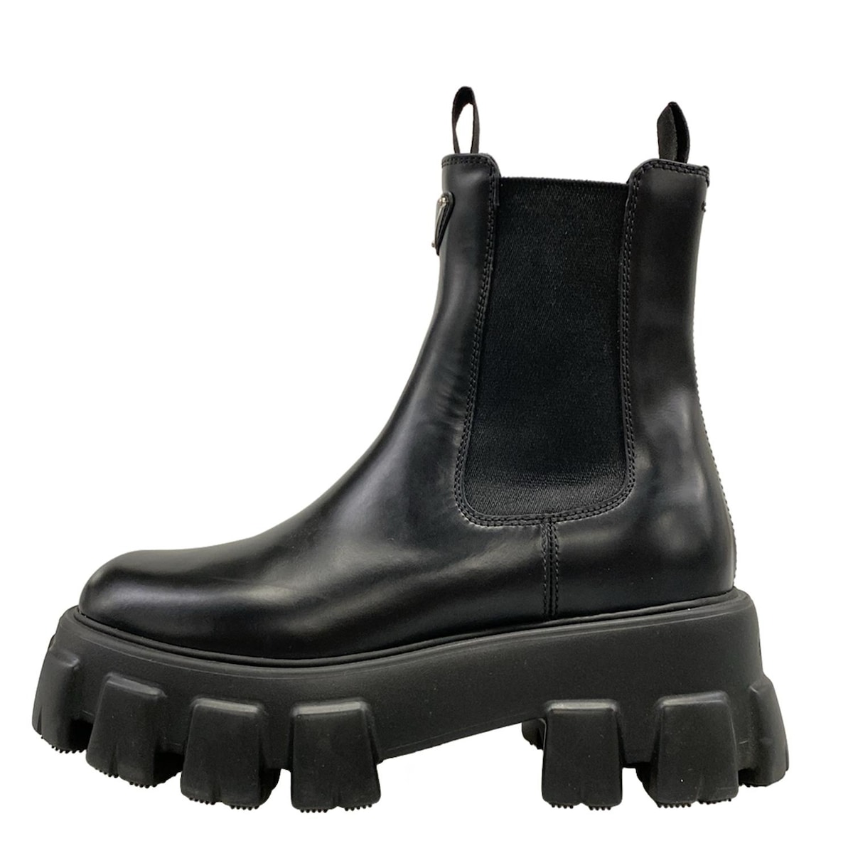 【新着】【中古】PRADA(プラダ) ショートブーツ サイドゴア/モノリス 黒 レザー