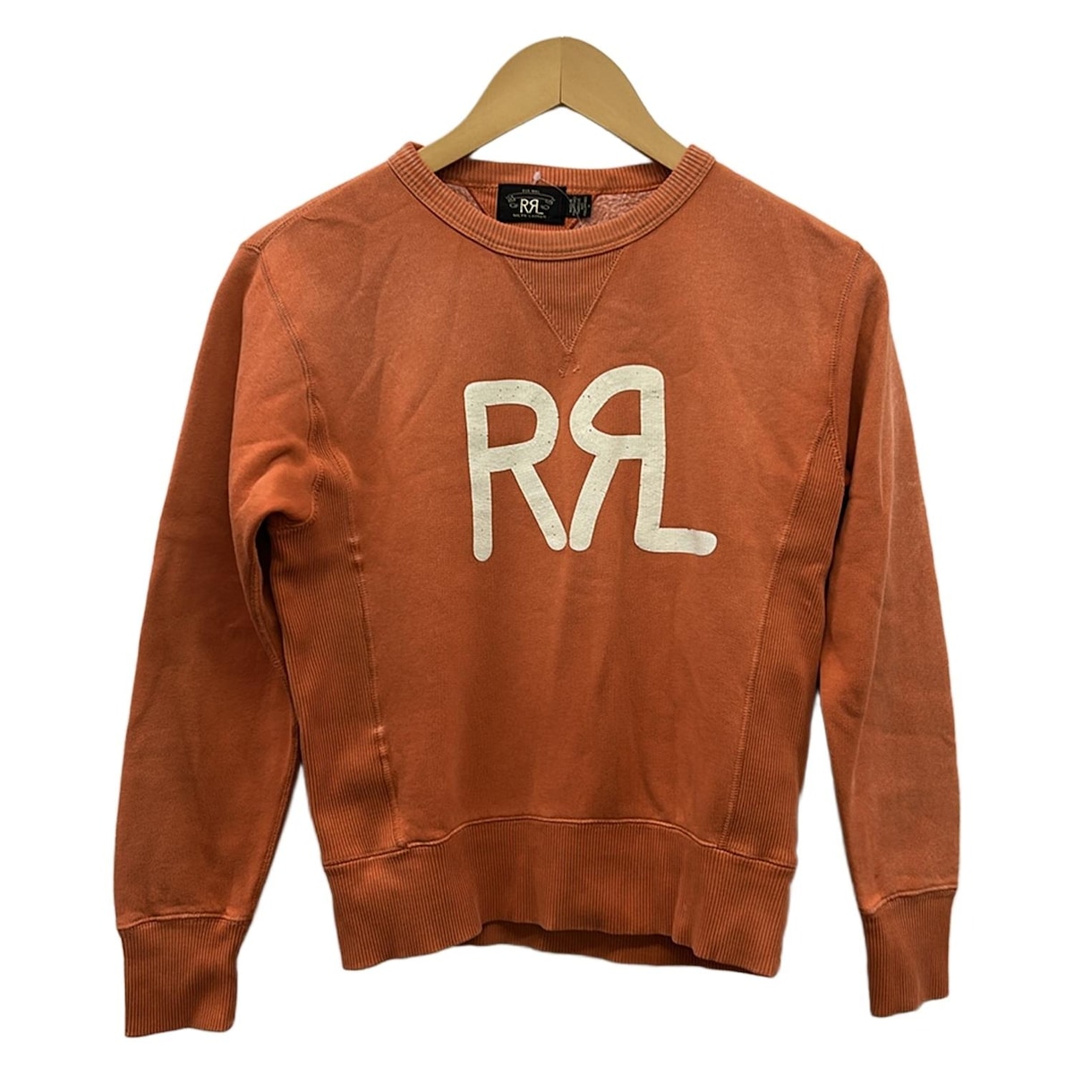 【新着】【中古】RRL RALPH LAUREN(ダブルアールエル ラルフローレン) トレーナー 長袖 オレンジ×白