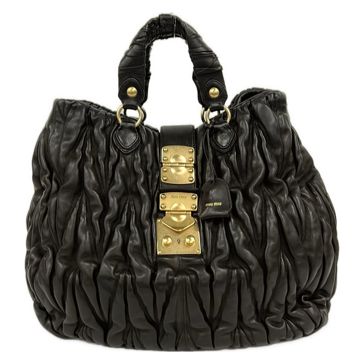 【新着】【中古】miumiu(ミュウミュウ) マテラッセ ハンドバッグ 黒 レザー 40,589円