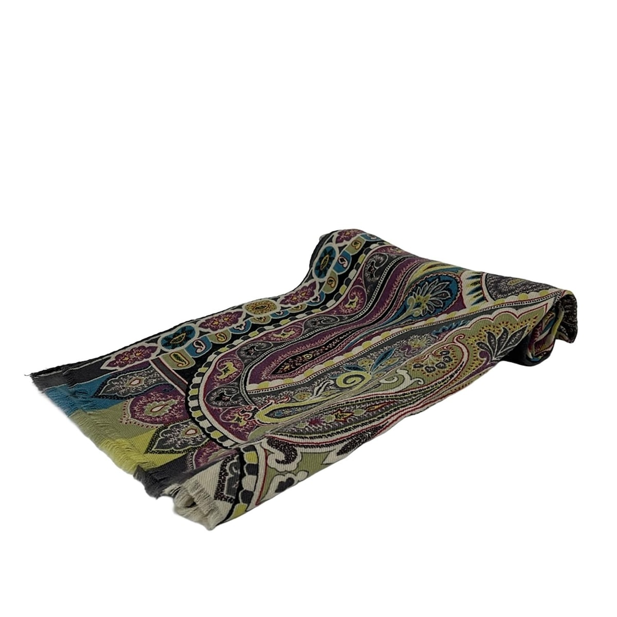 【新着】【中古】ETRO(エトロ) ストール(ショール) ペイズリー柄 グレー×ライトパープル×マルチ ウール、シルク 6,923円