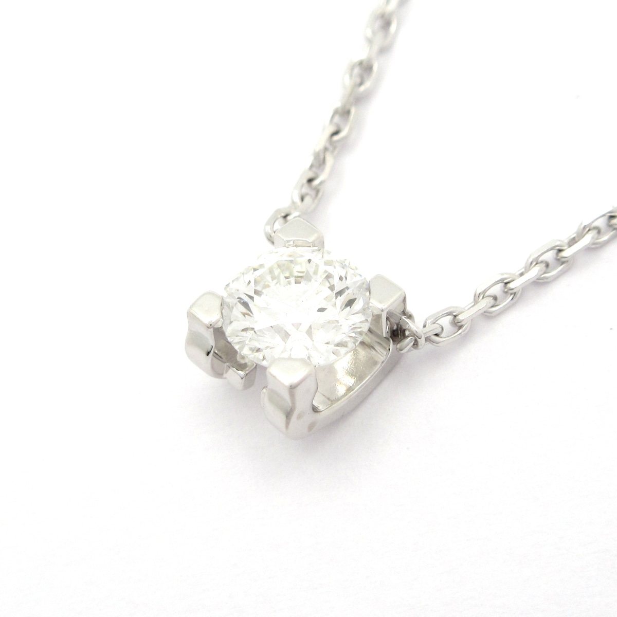 【新着】【中古】Cartier(カルティエ) 2C ネックレス 1Pダイヤ/ダイヤ0.33カラット K18WG×ダイヤモンド