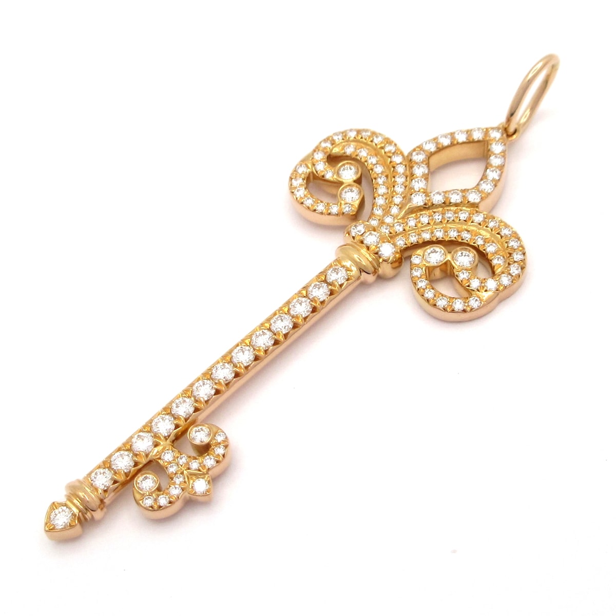 【中古】TIFFANY&Co.(ティファニー) フルール ドリス キー ペンダントトップ パヴェダイヤ K18PG×ダイヤモンド