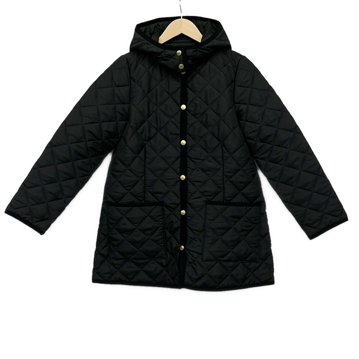 【新着】【中古】TRADITIONAL WEATHERWEAR(トラディショナルウェザーウェア) コート 長袖/中綿/キルティング/フード着脱可/秋/冬 黒