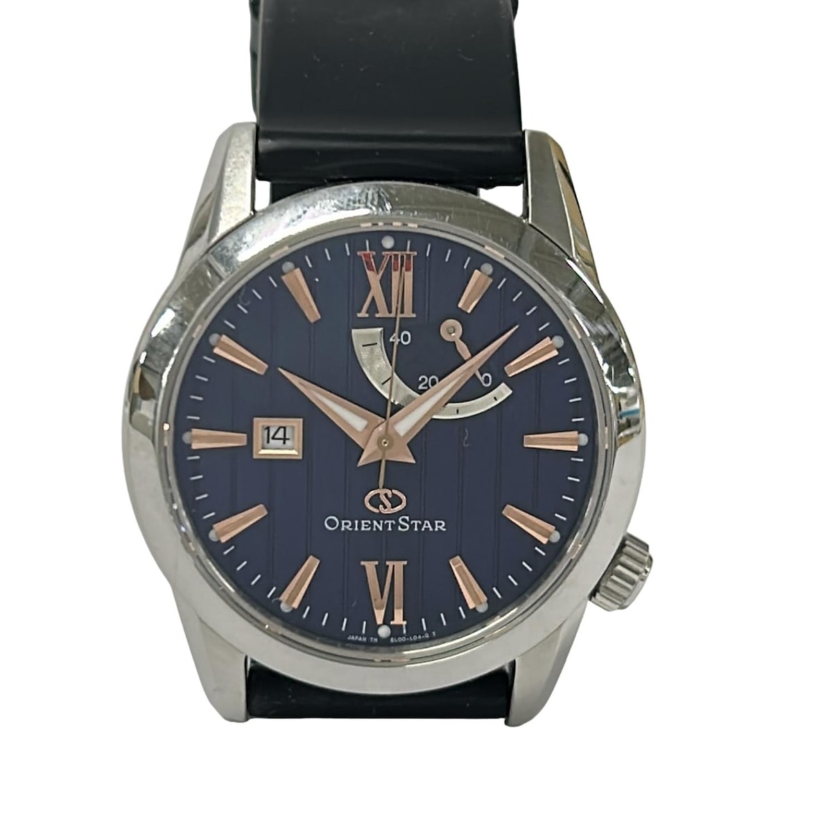 【新着】【中古】ORIENT STAR(オリエントスター) 腕時計 ラバーベルト/裏スケ ネイビー