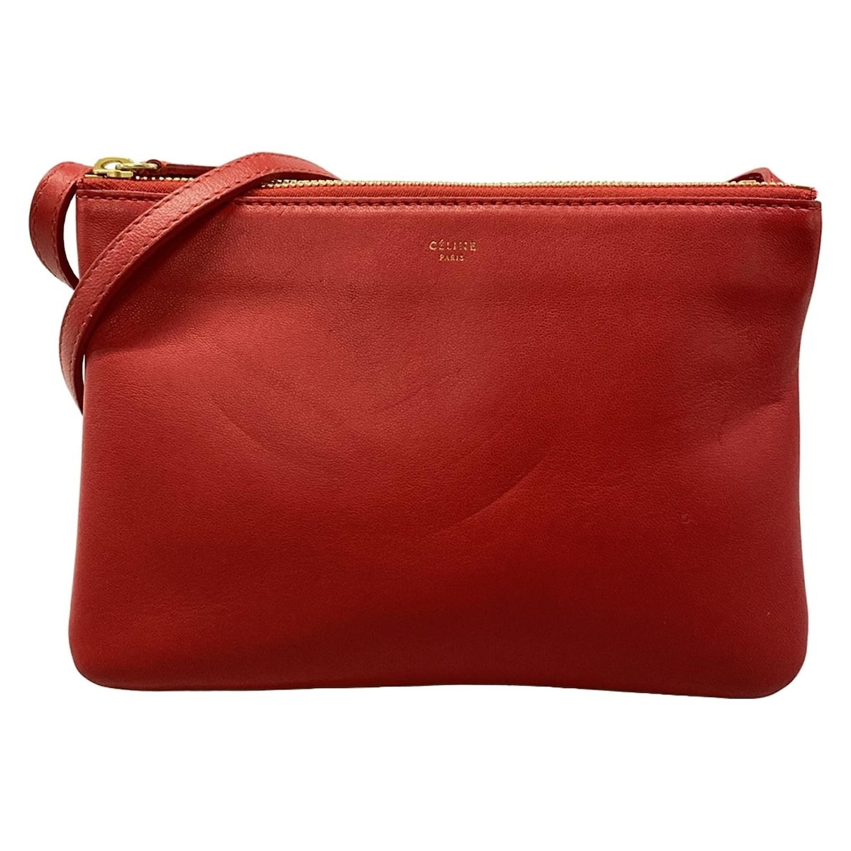 【新着】【中古】CELINE(セリーヌ) トリオ ショルダーバッグ レッド レザー 32,518円