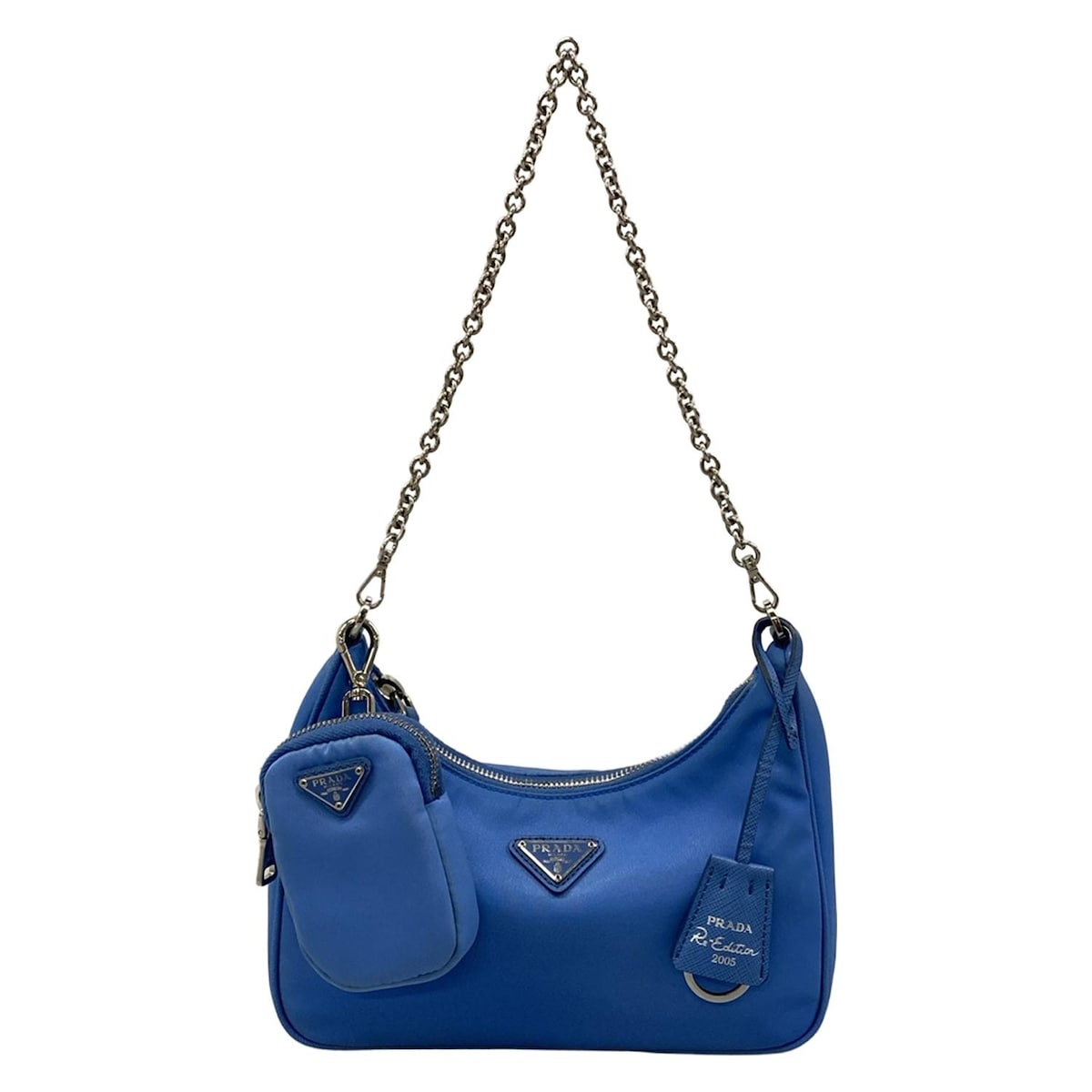 【中古】PRADA(プラダ) ショルダーバッグ チェーンショルダー/Re-Edition 2005/ミニバッグ/ストラップ着脱可 ブルー｜ブランディア　店