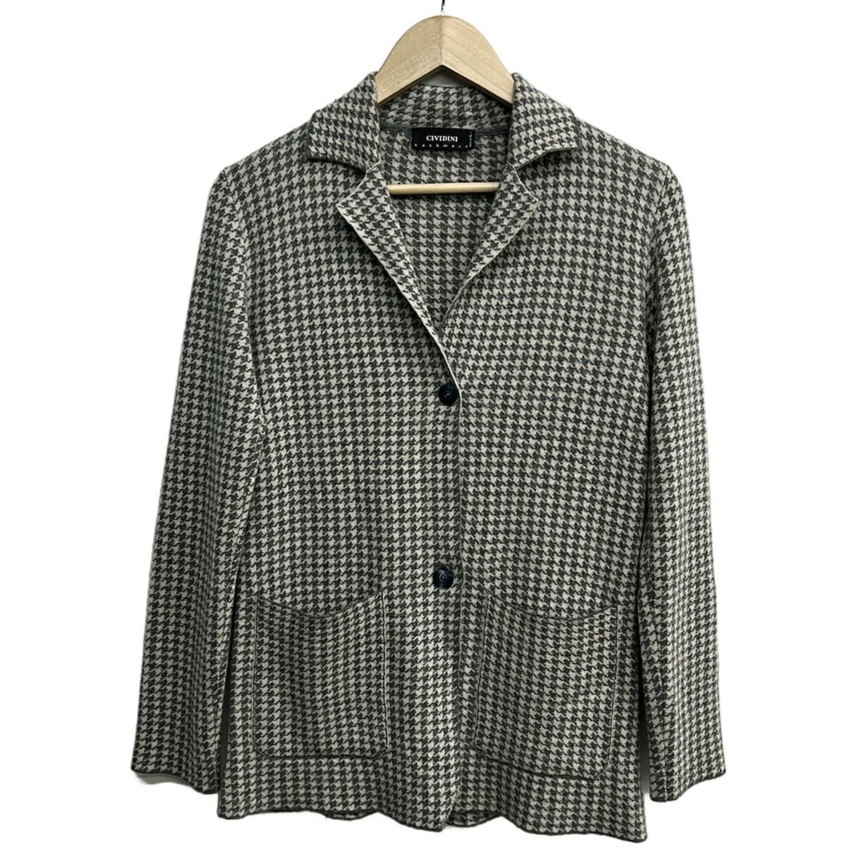 【新着】【中古】CIVIDINI(チヴィディーニ) ジャケット 長袖/カシミヤ/千鳥格子柄/秋/春 アイボリー×グレー