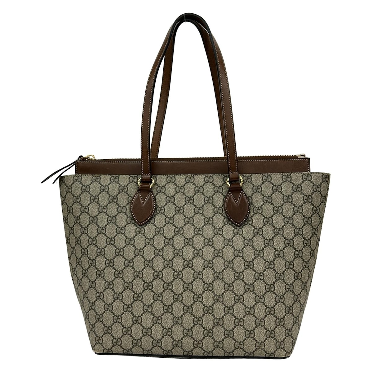 【中古】GUCCI(グッチ) GGスプリーム キャンバス トートバッグ トートバッグ ライトブラウン×ダークブラウン×ブラウン