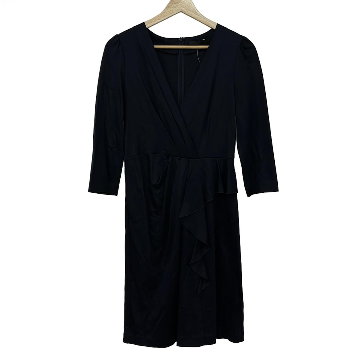 【新着】【中古】ANAYI(アナイ) ワンピース Vネック/長袖/ひざ丈 ネイビー