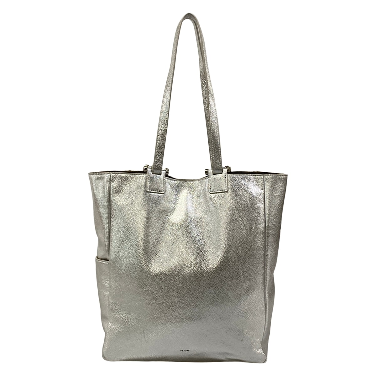 【新着】【中古】Beaure(ビュレ) トートバッグ 2WAY しろがね色 なめし革 バッグ-トートバッグ