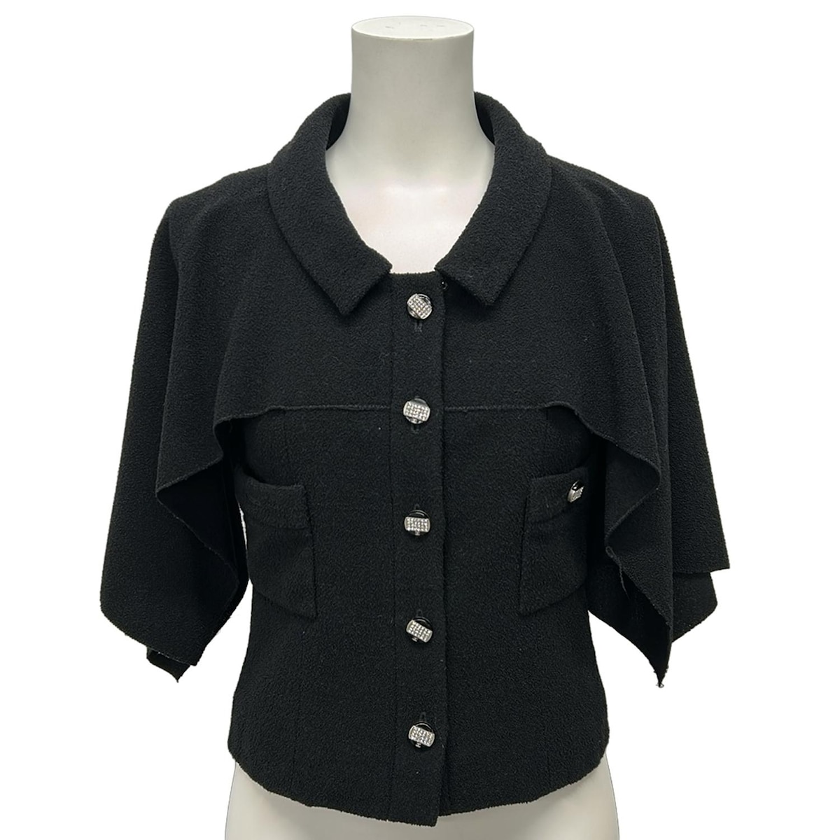【新着】【中古】CHANEL(シャネル) ジャケット 半袖/2011年/ラインストーン/春 黒 ウール