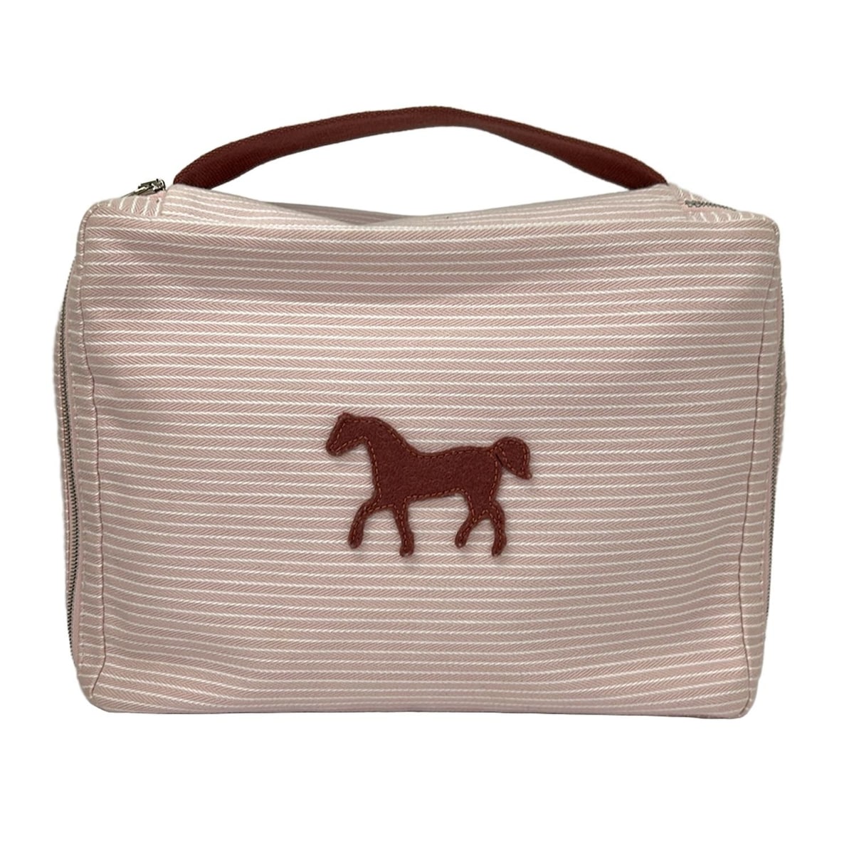 【新着】【中古】HERMES(エルメス) ポーチ ストライプ/馬 ライトピンク×ピンク コットン