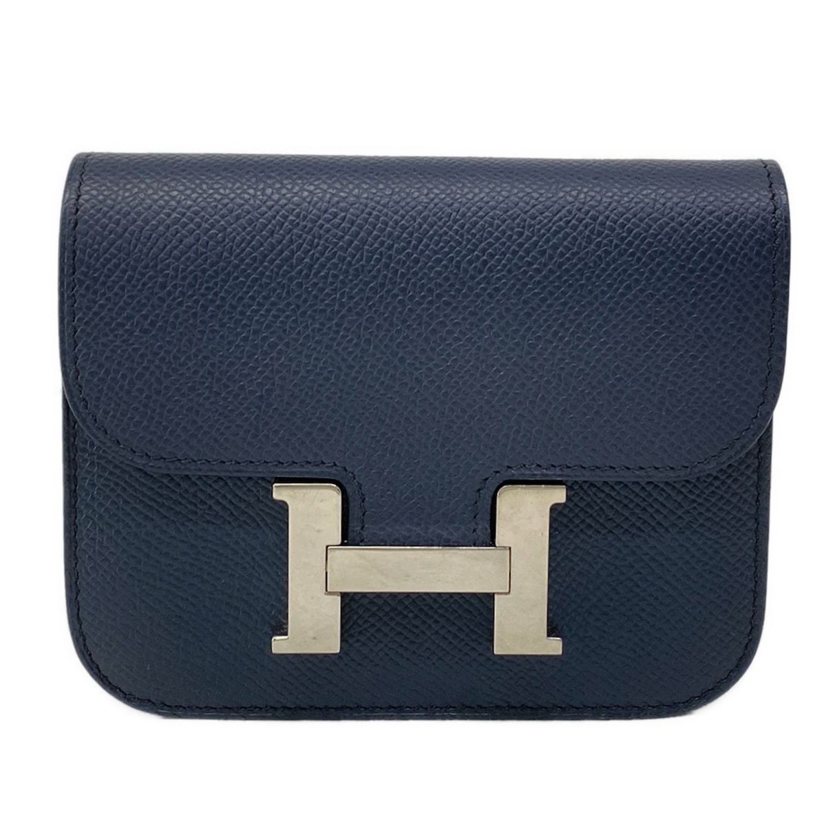 【新着】【中古】HERMES(エルメス) コンスタンス スリム 財布 シルバー金具 ブルーインディゴ