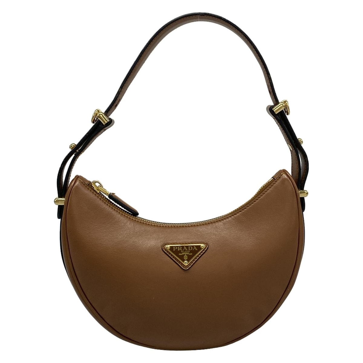 【新着】【中古】PRADA(プラダ) アーケ スモール レザー ショルダーバッグ ショルダーバッグ ブラウン レザー