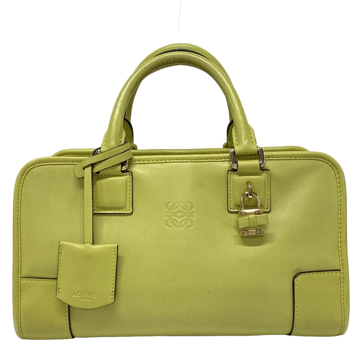 【新着】【中古】LOEWE(ロエベ) アマソナ28 ハンドバッグ ライトグリーン レザー