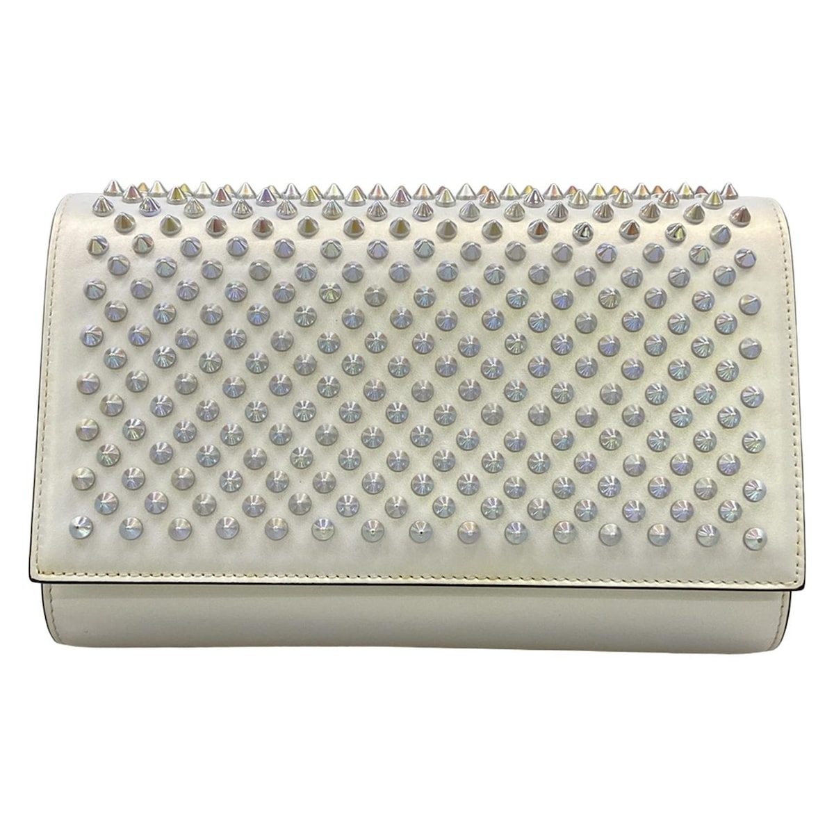【新着】【中古】CHRISTIAN LOUBOUTIN(クリスチャンルブタン) パロマクラッチ クラッチバッグ スタッズ 白×シルバー レザー