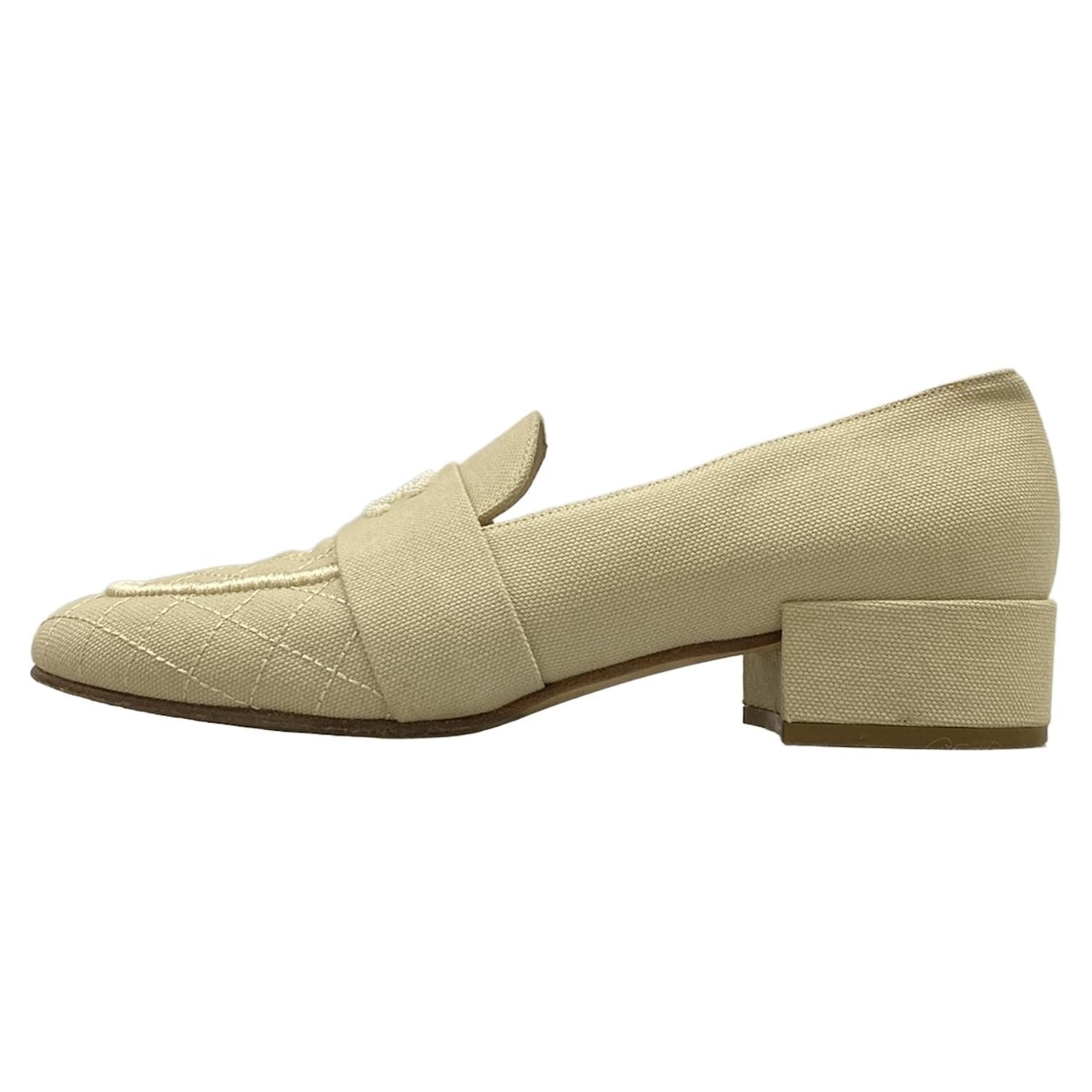 【新着】【中古】CHANEL(シャネル) マトラッセ ローファー ココマーク/ビーズ グレーベージュ