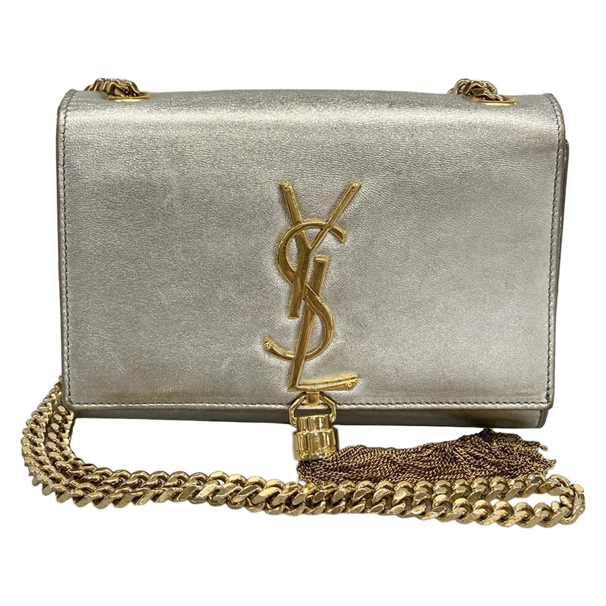 【新着】【中古】SAINT LAURENT PARIS(サンローランパリ) ショルダーバッグ タッセル/チェーンショルダー シルバー×ゴールド レザー