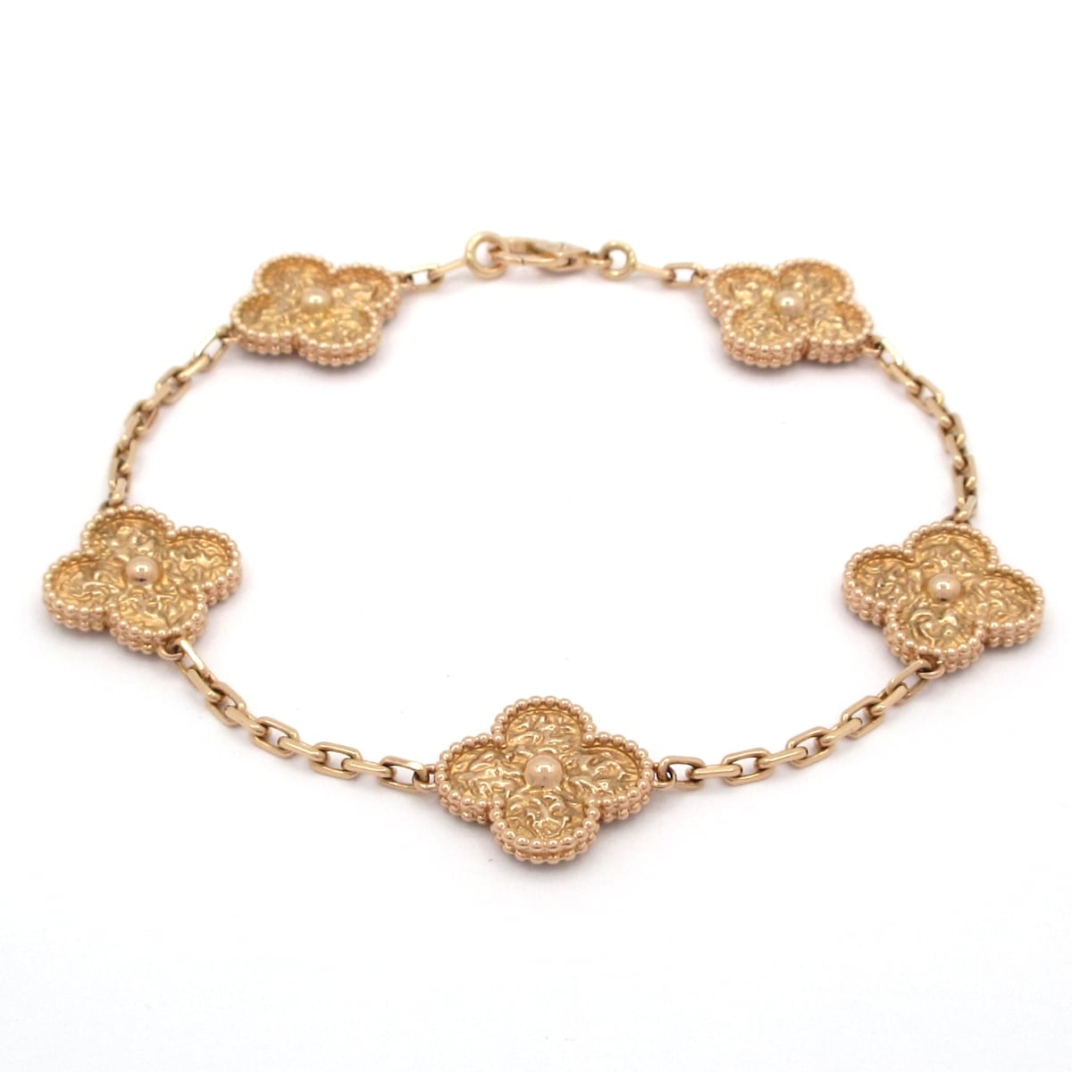 【中古】Van Cleef & Arpels(ヴァンクリーフ&アーペル) ヴィンテージアルハンブラ ブレスレット 5モチーフ K18PG｜ブランディア　店