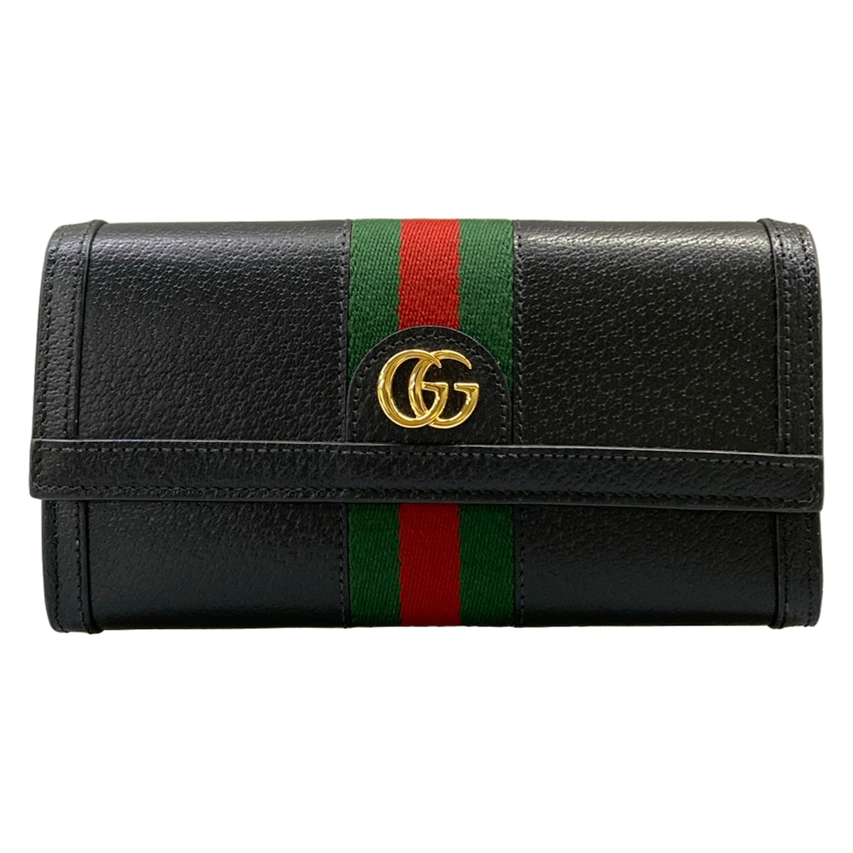 【中古】GUCCI(グッチ) オフィディア 長紙入れ 黒 なめし革