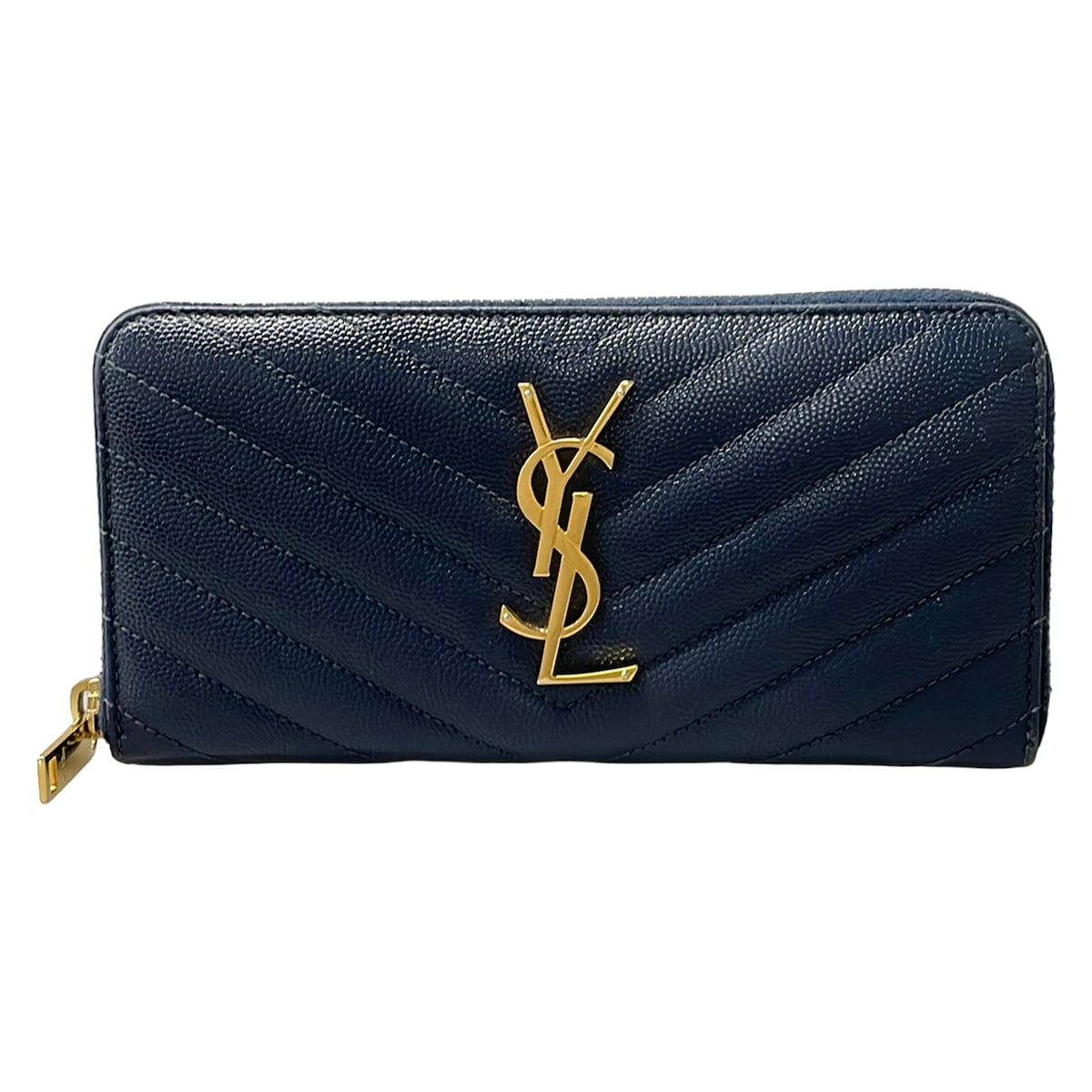 【中古】SAINT LAURENT PARIS(サンローランパリ) 長札入れ ラウンドチャック 米国海軍 なめし革