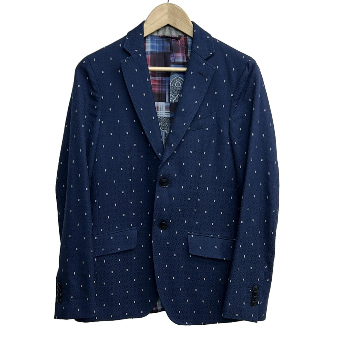 【新着】【中古】ETRO(エトロ) ジャケット 長袖/秋/冬 ネイビー×白