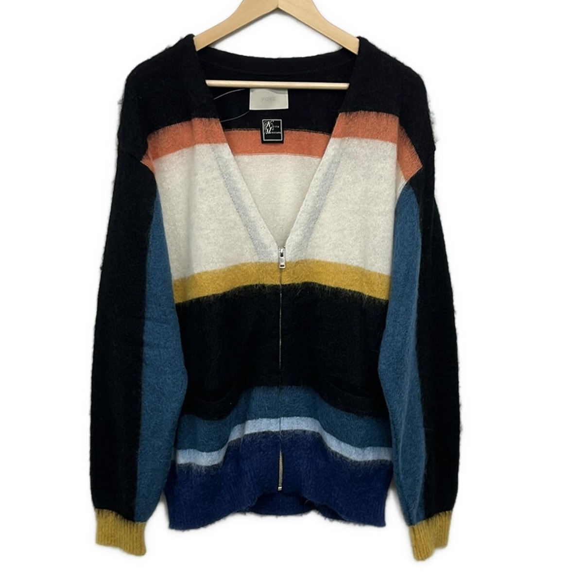 【新着】【中古】YOKE(ヨーク) カーディガン KEITA MARUYAMA/ジップアップ 黒×アイボリー×マルチ