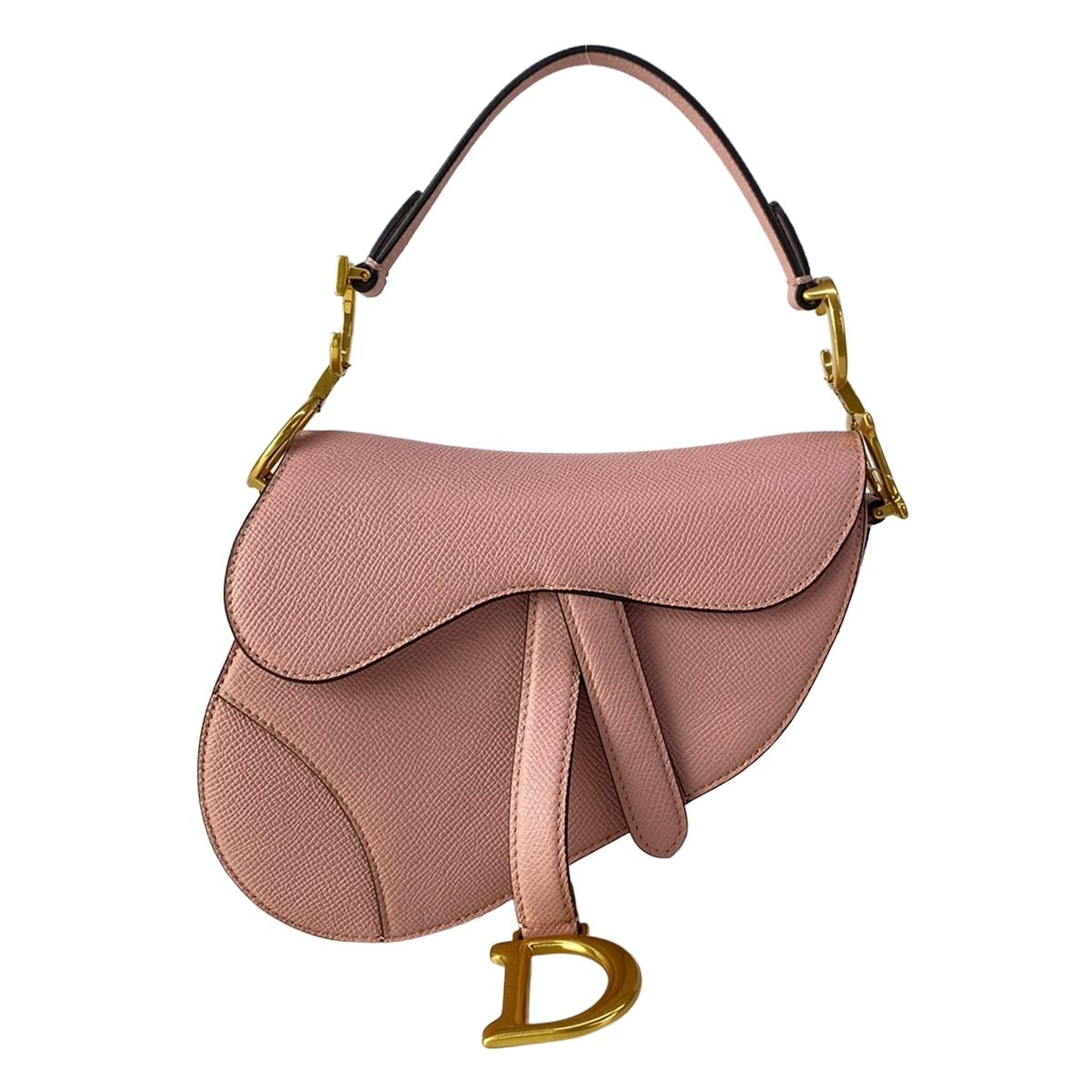 【新着】【中古】DIOR/ChristianDior(ディオール/クリスチャンディオール) サドルバッグ ミニ ハンドバッグ ゴールド金具 ピンク