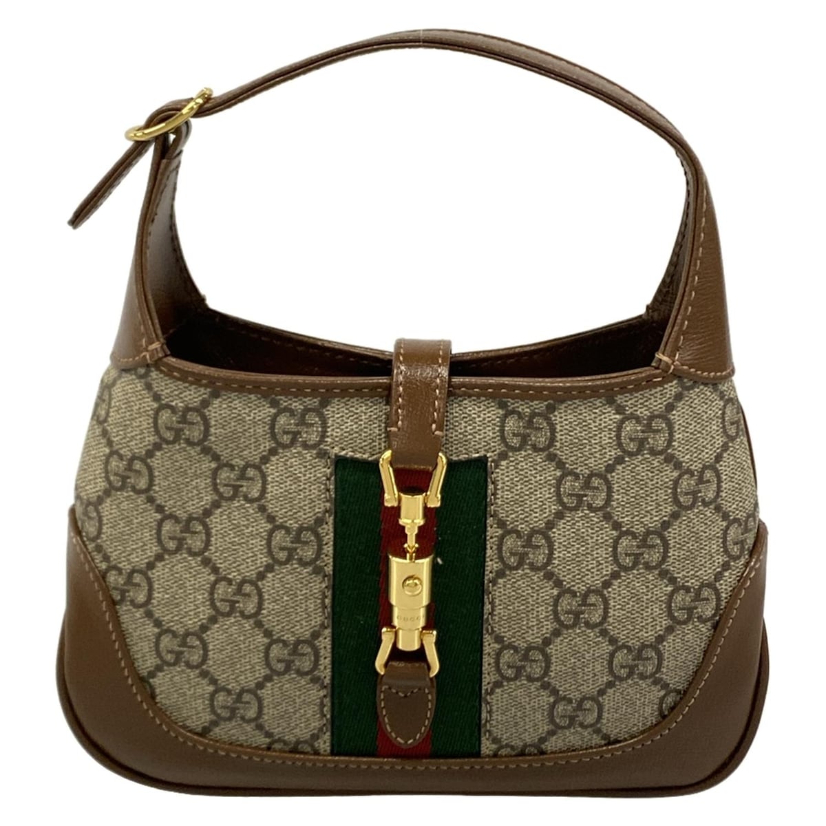【中古】GUCCI(グッチ) ジャッキー1961 ハンドバッグ アイボリー×ダークブラウン×マルチ レザー
