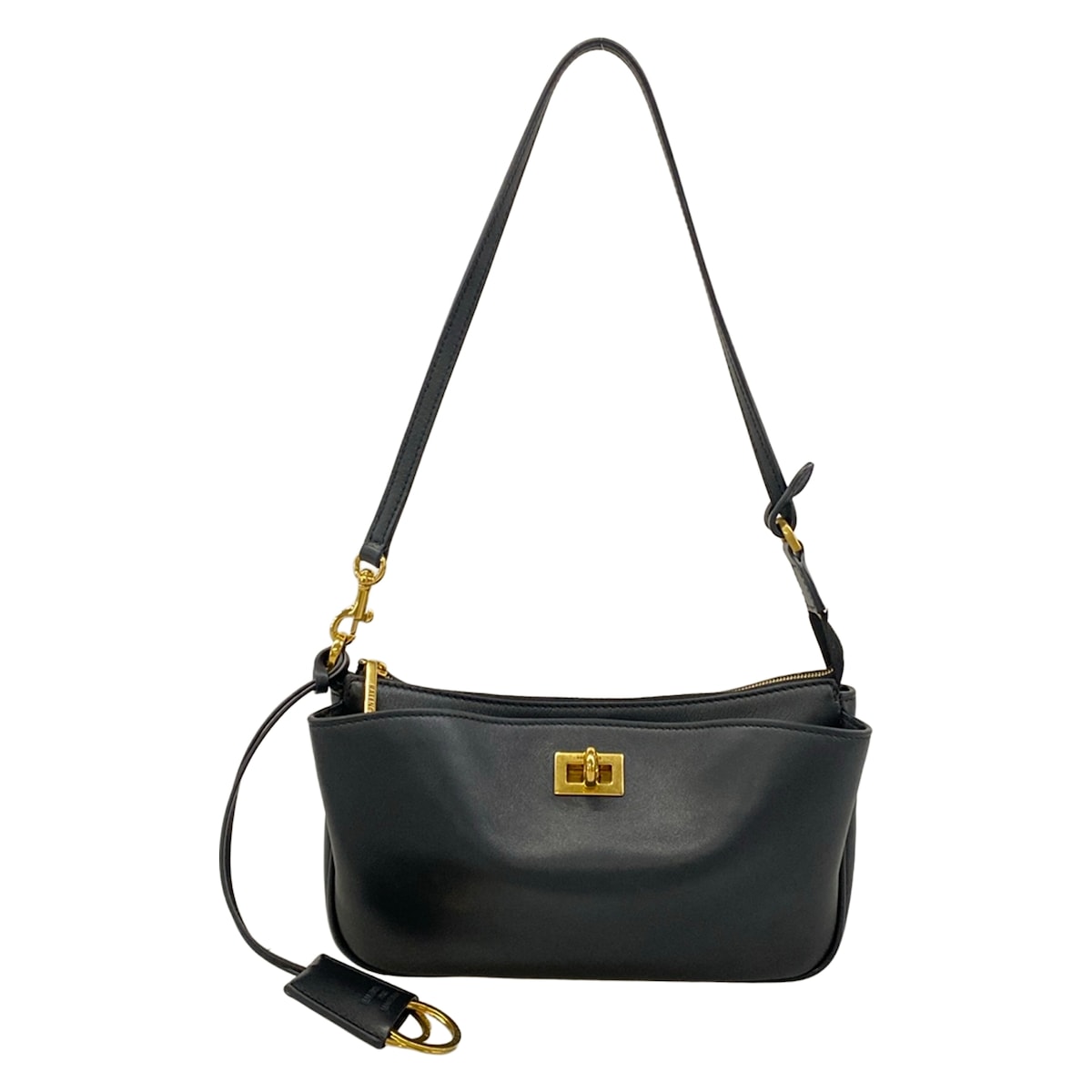 【新着】【中古】BALENCIAGA(バレンシアガ) ロデオ ショルダーバッグ 黒 レザー