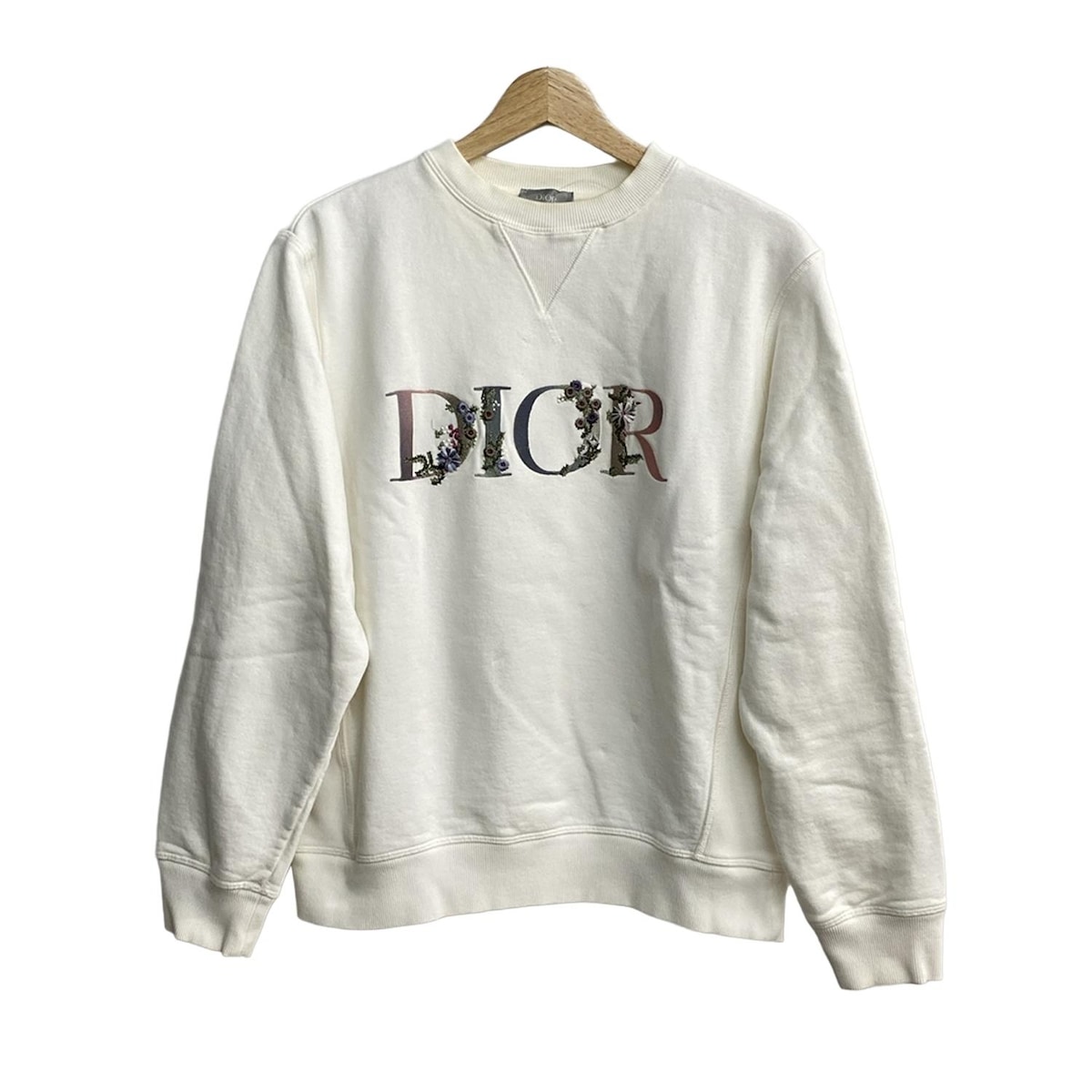 【新着】【中古】DIOR/ChristianDior(ディオール/クリスチャンディオール) トレーナー 刺繍/フラワー アイボリー