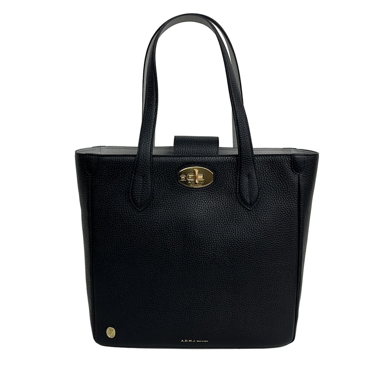 【新着】【中古】AccessoiresDeMademoiselle(ADMJ)(アクセソワ・ドゥ・マドモワゼル) トートバッグ ターンロック 黒 レザー