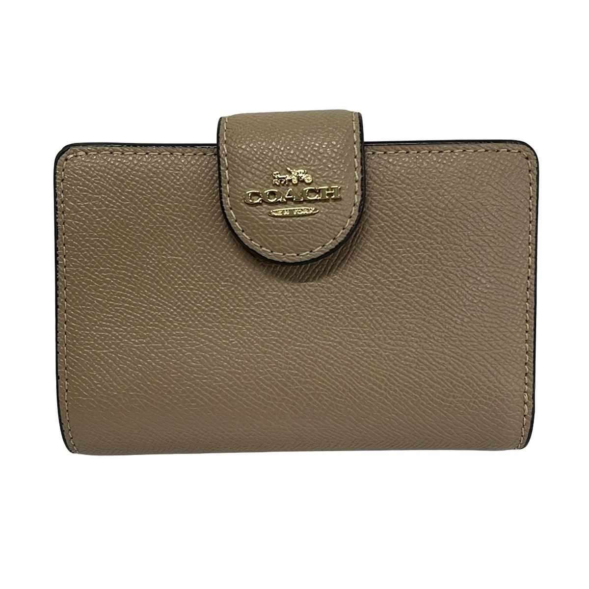 【新着】【中古】COACH(コーチ) ミディアム コーナー ジップ ウォレット 2つ折り財布 ベージュ レザー