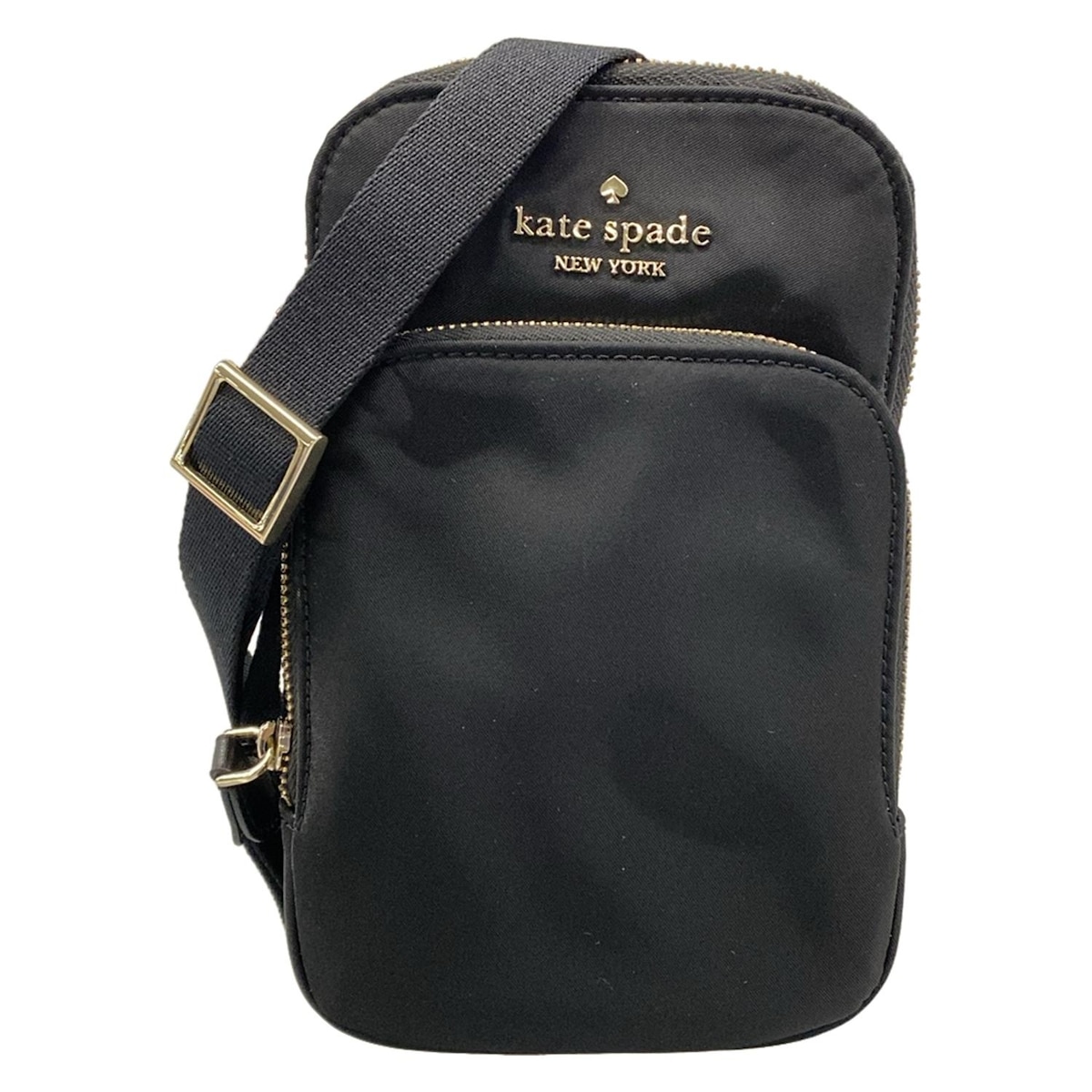 【新着】【中古】Kate spade(ケイトスペード) チェルシー ノース サウス デュアル ジップ フォン クロスボディ ショルダーバッグ スマホポシェット/ストラップ着脱可 黒