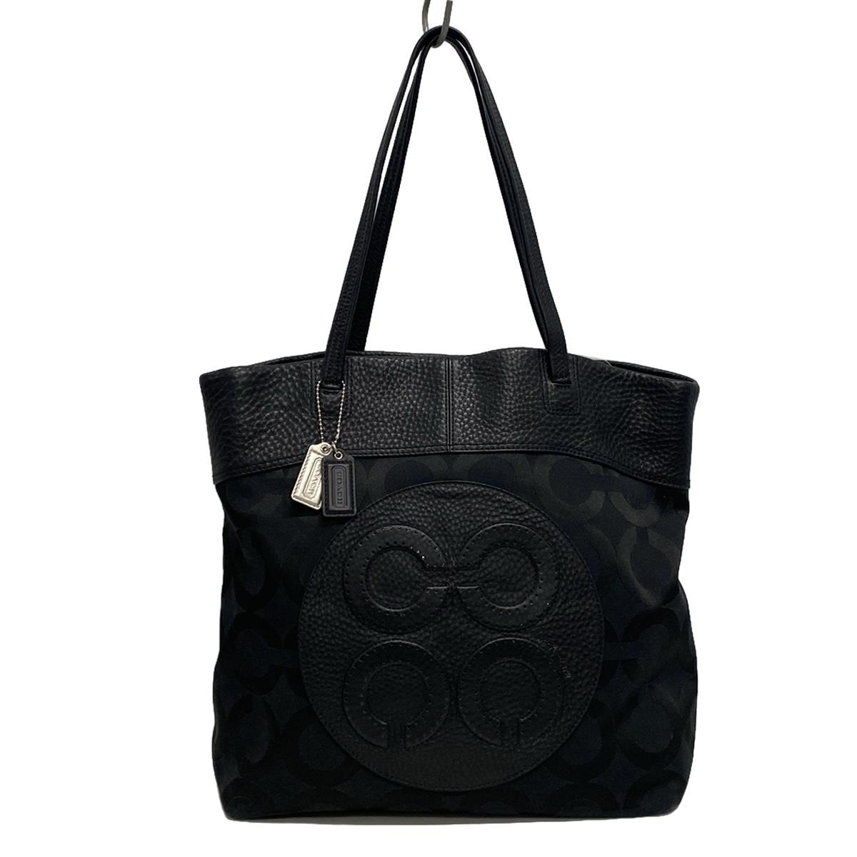 【新着】【中古】COACH(コーチ) ジュリアオプアートペリートート トートバッグ 黒 レザー