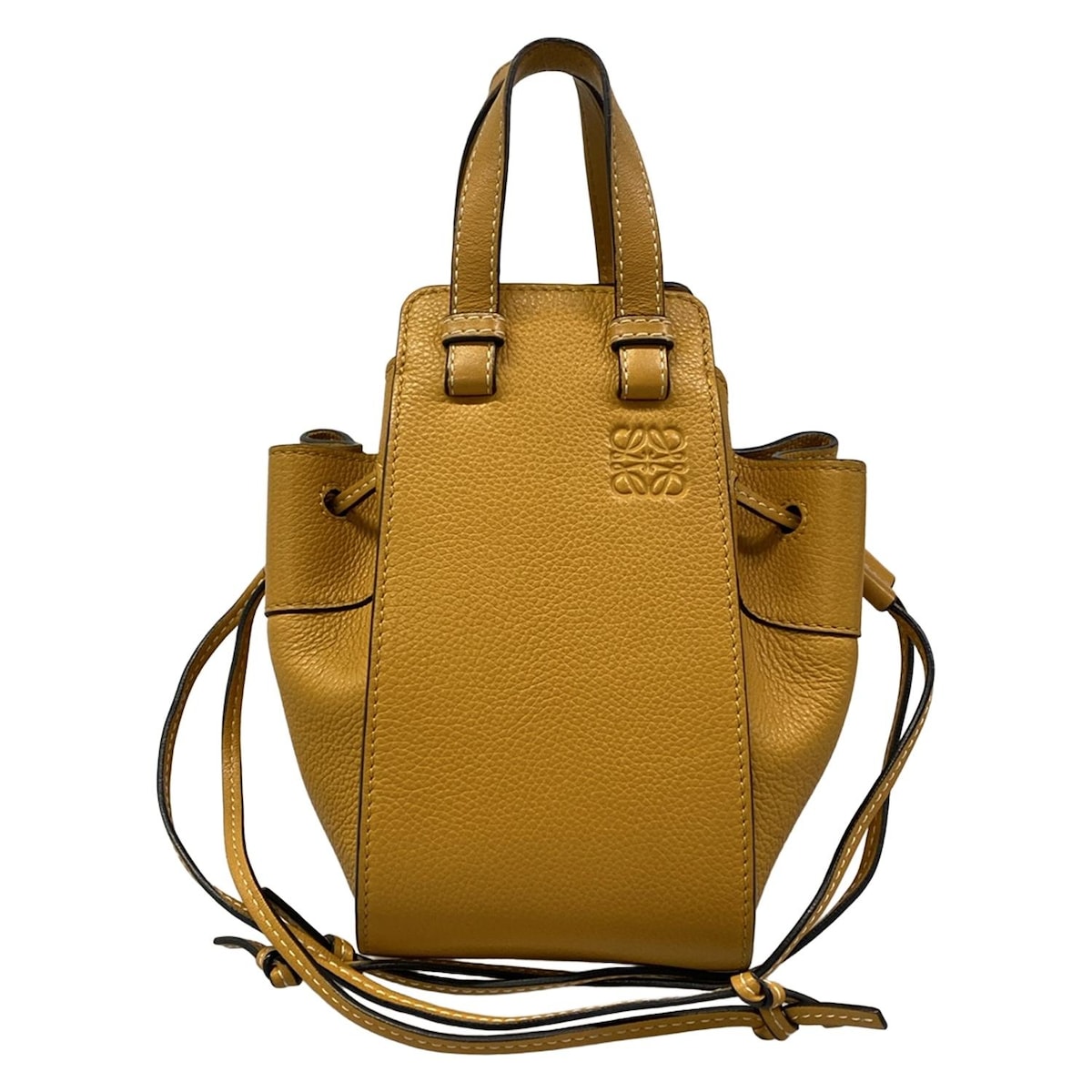 【新着】【中古】LOEWE(ロエベ) ハンモックドローストリングバッグミニ ハンドバッグ イエロー