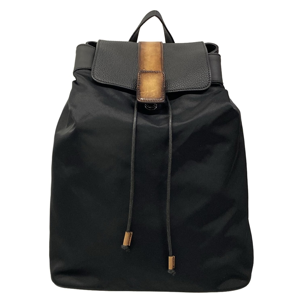 【中古】berluti(ベルルッティ) 背嚢 黒×ともし火赤銅色 なめし革