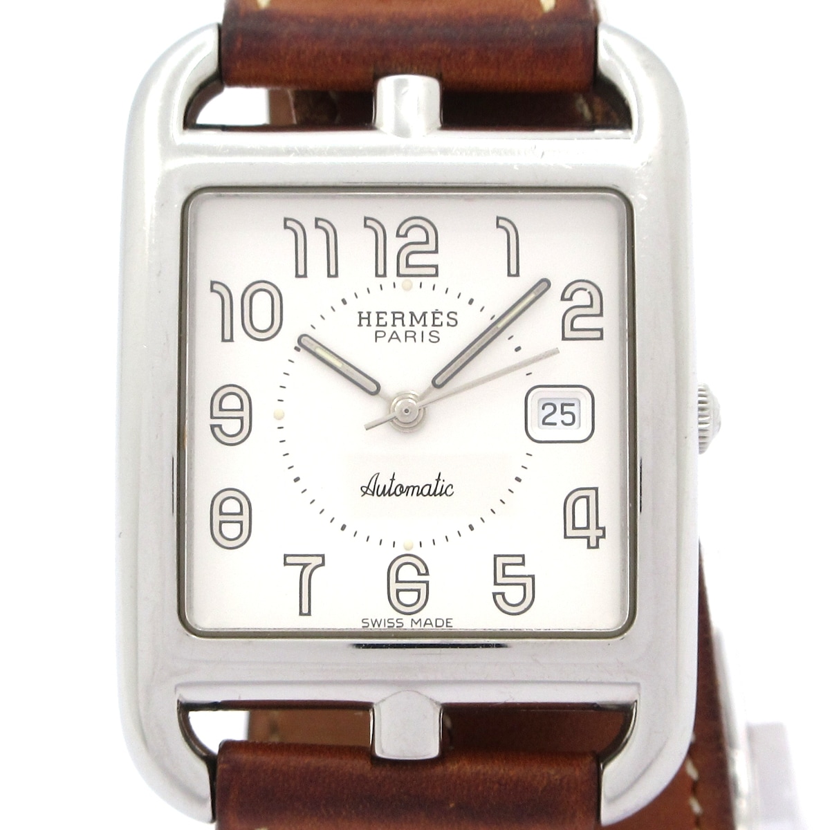 【新着】【中古】HERMES(エルメス) ケープコッド ドゥブルトゥール 腕時計 SS/革ベルト/□C アイボリー