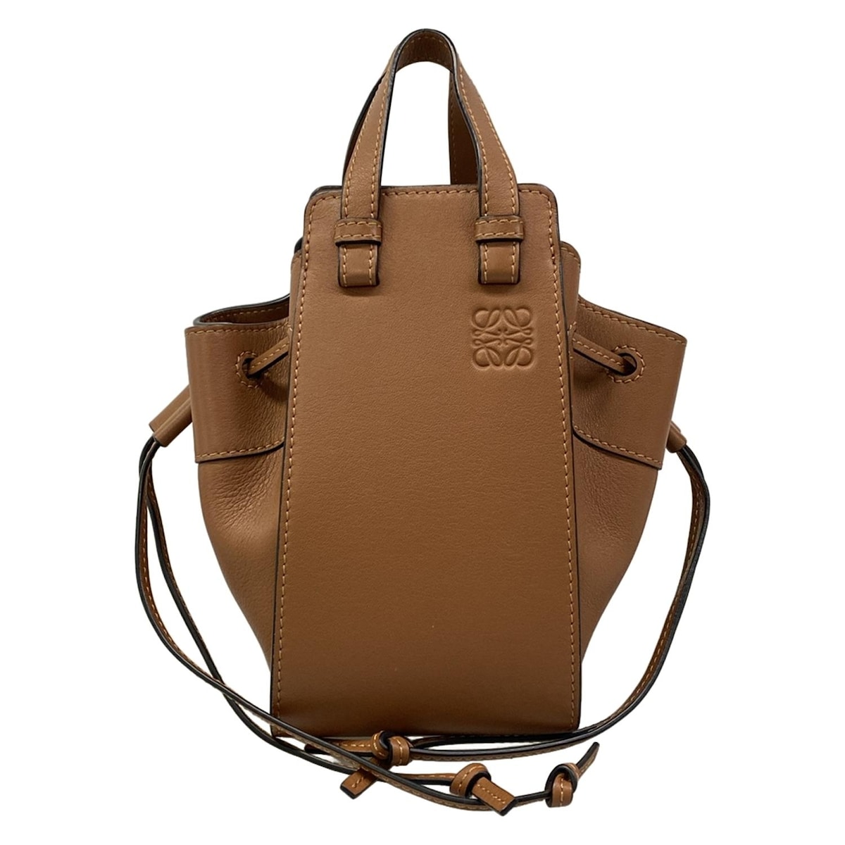 【新着】【中古】LOEWE(ロエベ) ハンモックドローストリングバッグミニ ハンドバッグ ブラウン