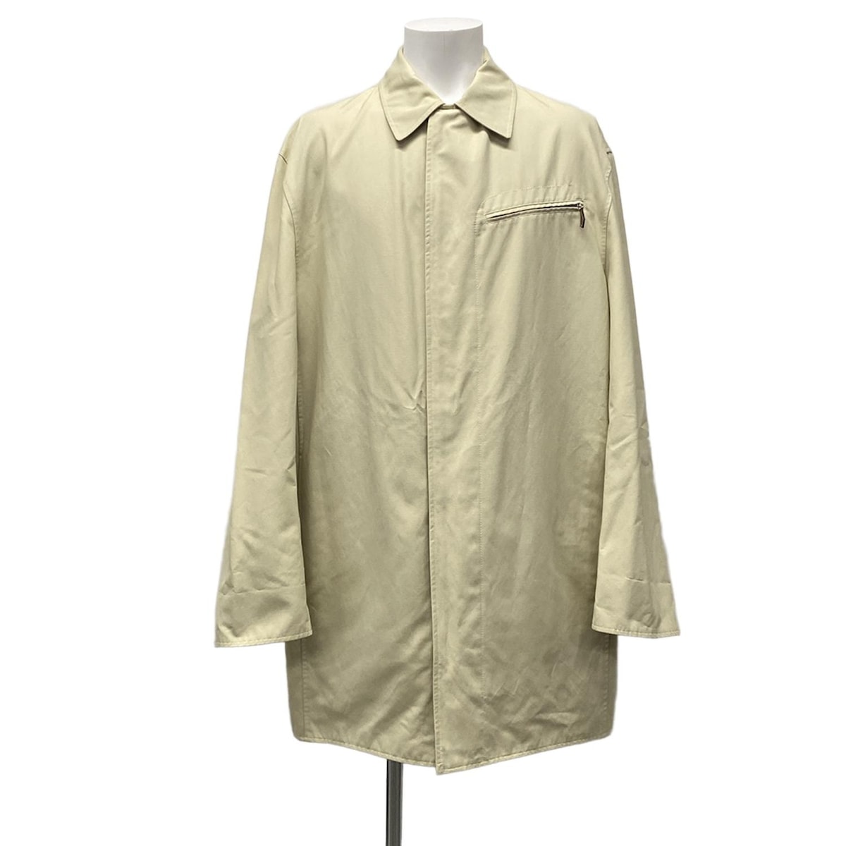【新着】【中古】HERMES(エルメス) コート リバーシブル/チェック柄/春・秋物 ライトベージュ コットン