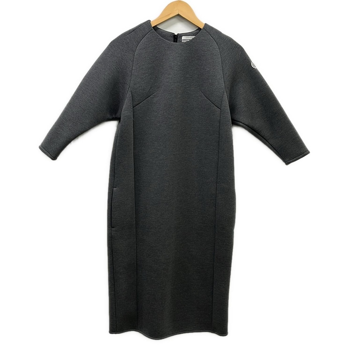 【中古】BORDERS at BALCONY(ボーダーズアットバルコニー) ワンピース クルーネック/長袖/ロング グレー